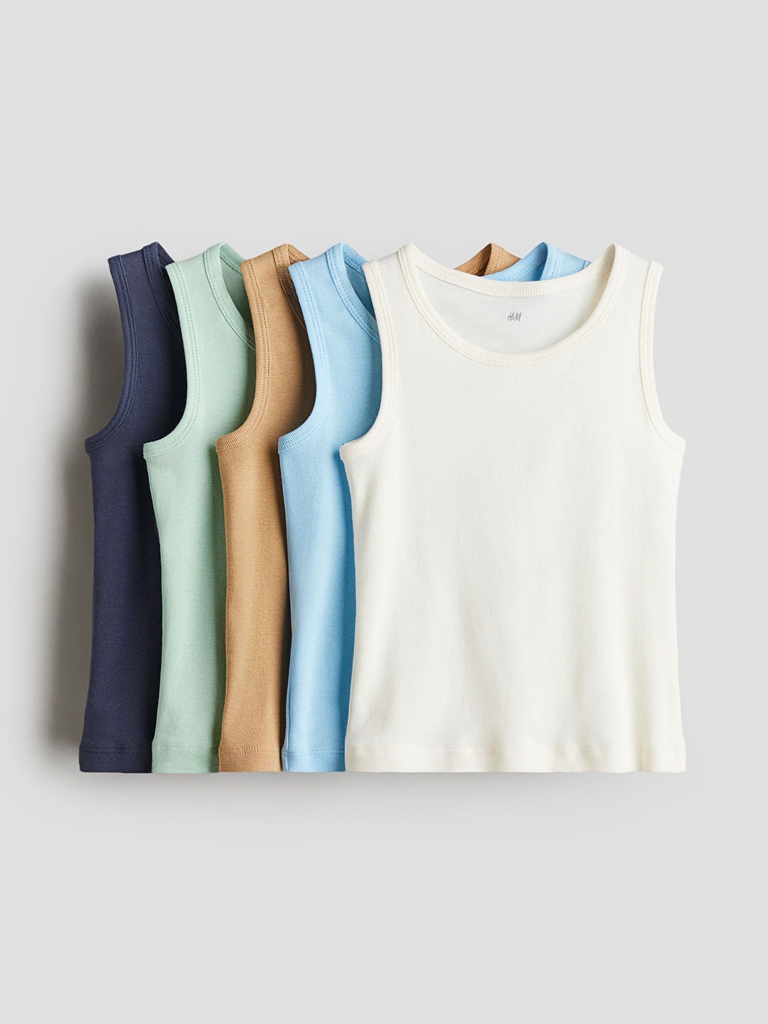 

H&M 5-Pack Cotton Vest Tops, White