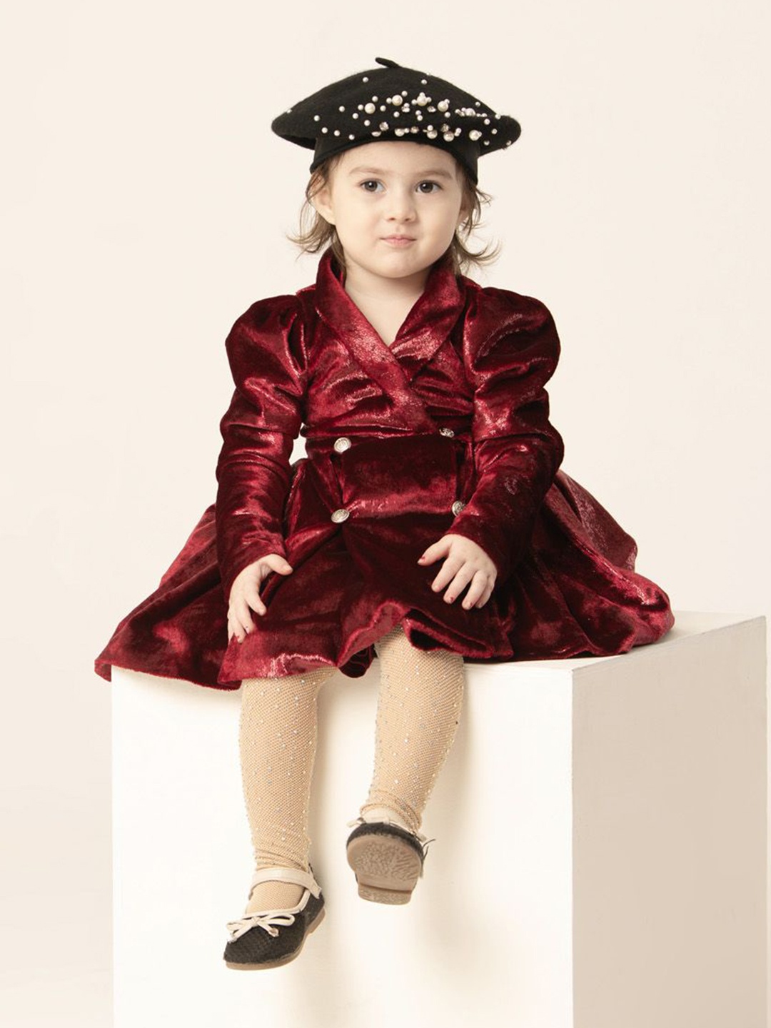 

HOITY MOPPET Girls Velvet Wrap Dress, Red