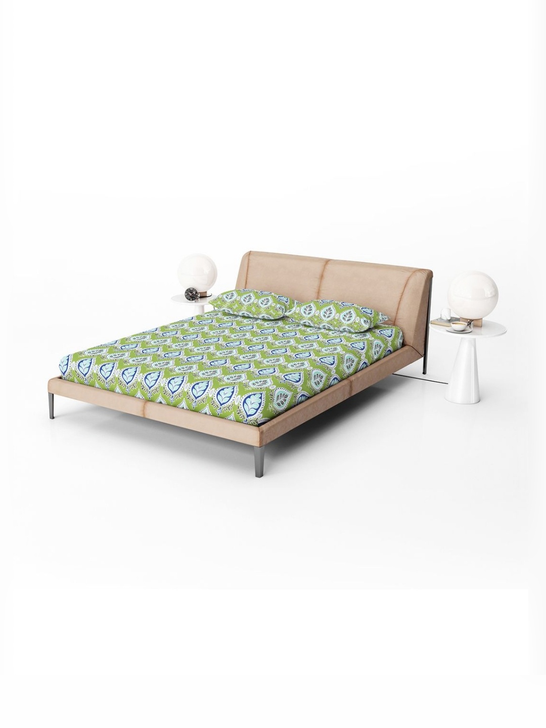 

Divine Casa Prisam Green & White Floral144 TC King Bedsheet Set 2.10 m x 2.25 m