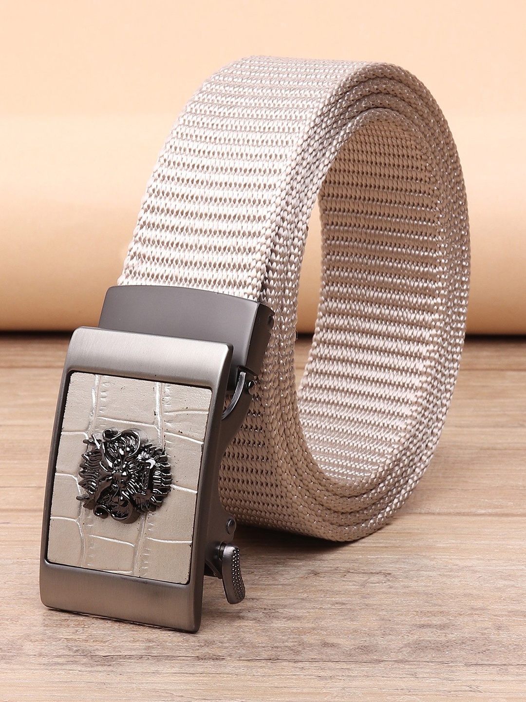 

Metronaut Men Woven Design Belt, Cream