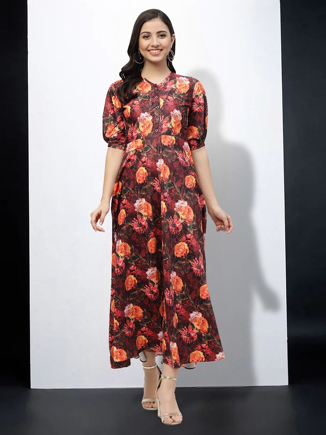 

MISS AYSE Floral Print Applique A-Line Dress, Multi