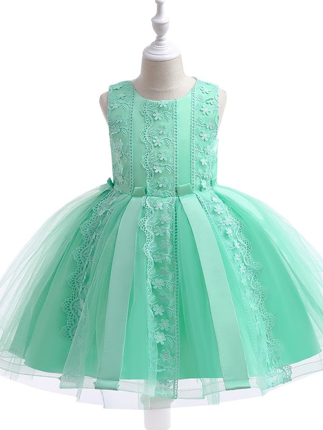 

LULU & SKY Girls Floral Embroidered Fit & Flare Dress, Green