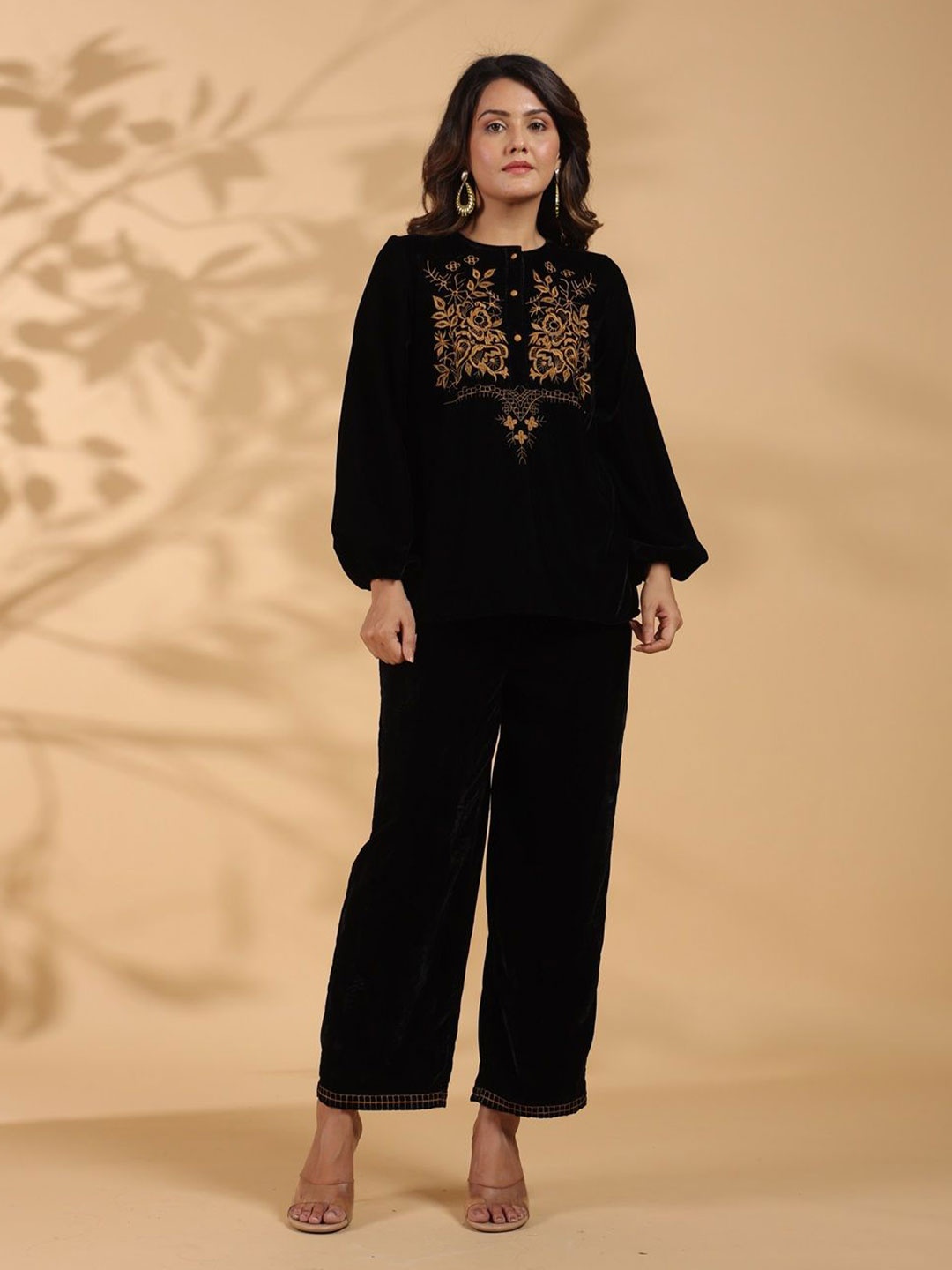 

STIL O STITCH Floral Embroidered Fit & Flare Dress, Black