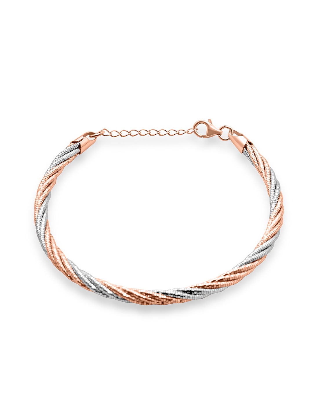 

925 SILLER Sterling Silver Rhodium-Plated Link Bracelet, Rose gold