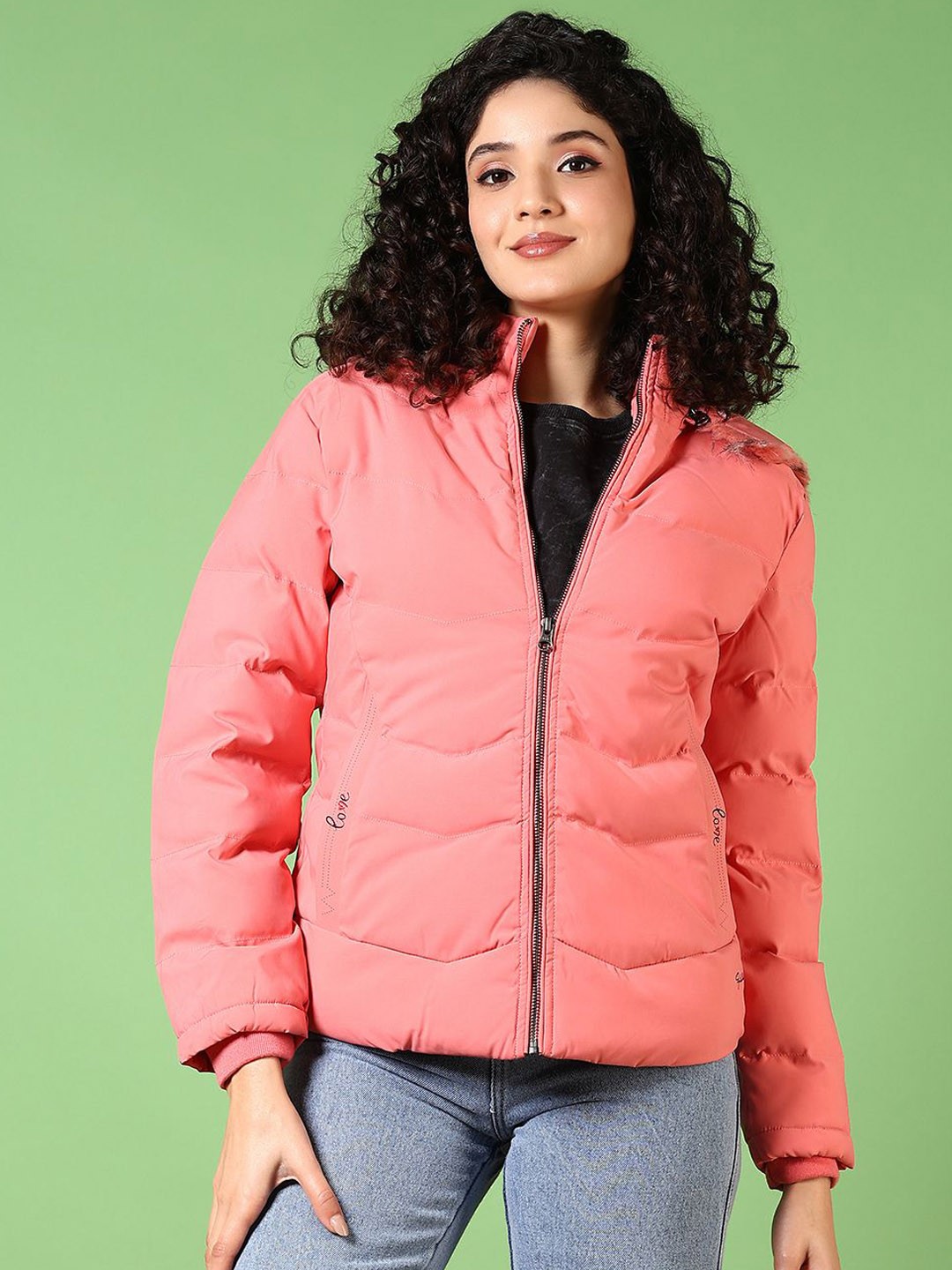 

V-Mart Women Hooded Solid Cotton Casual Parka Jacket, Pink
