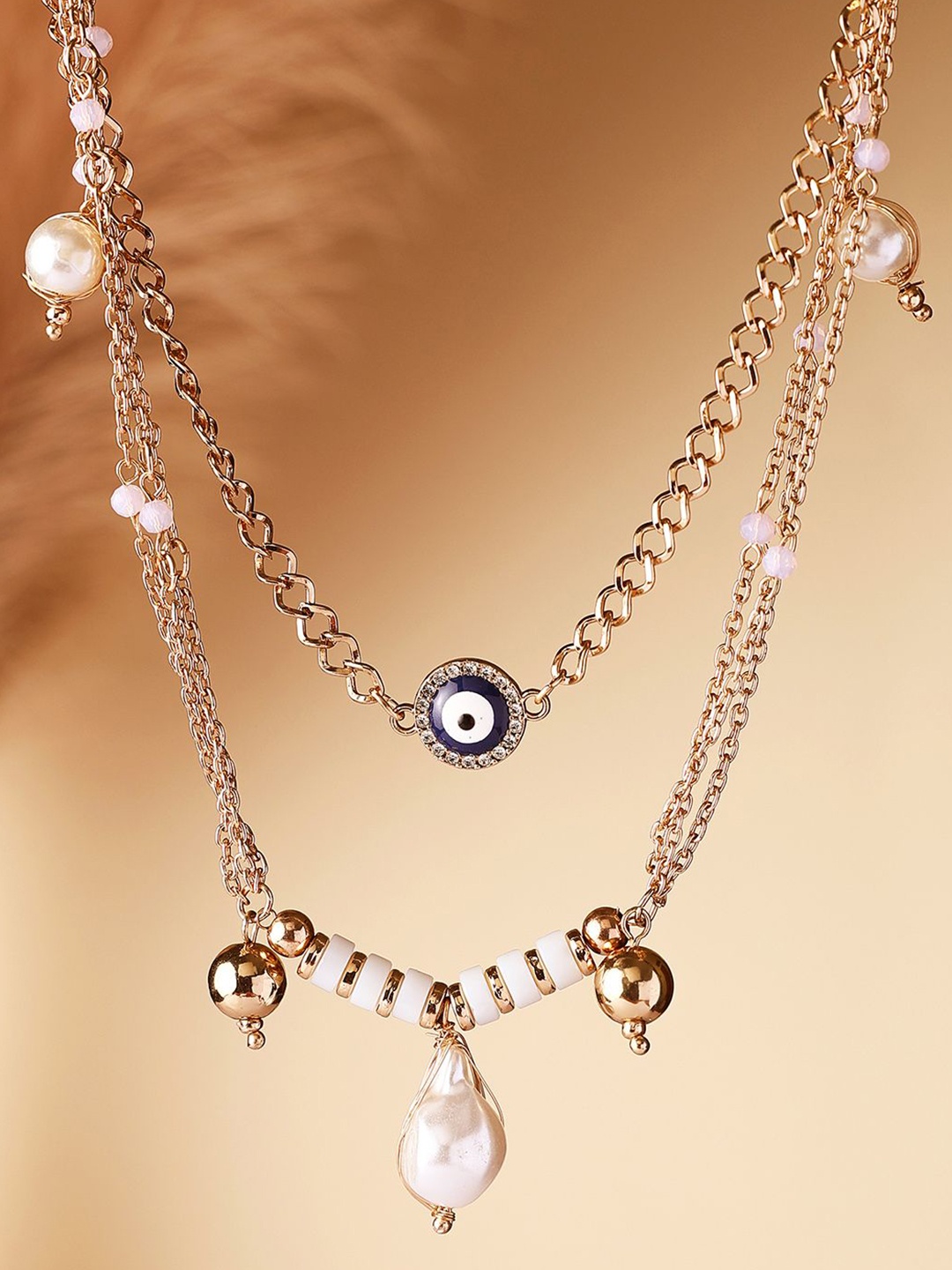 

Priyaasi Gold-Plated Pearls Studded Contemporary Necklace