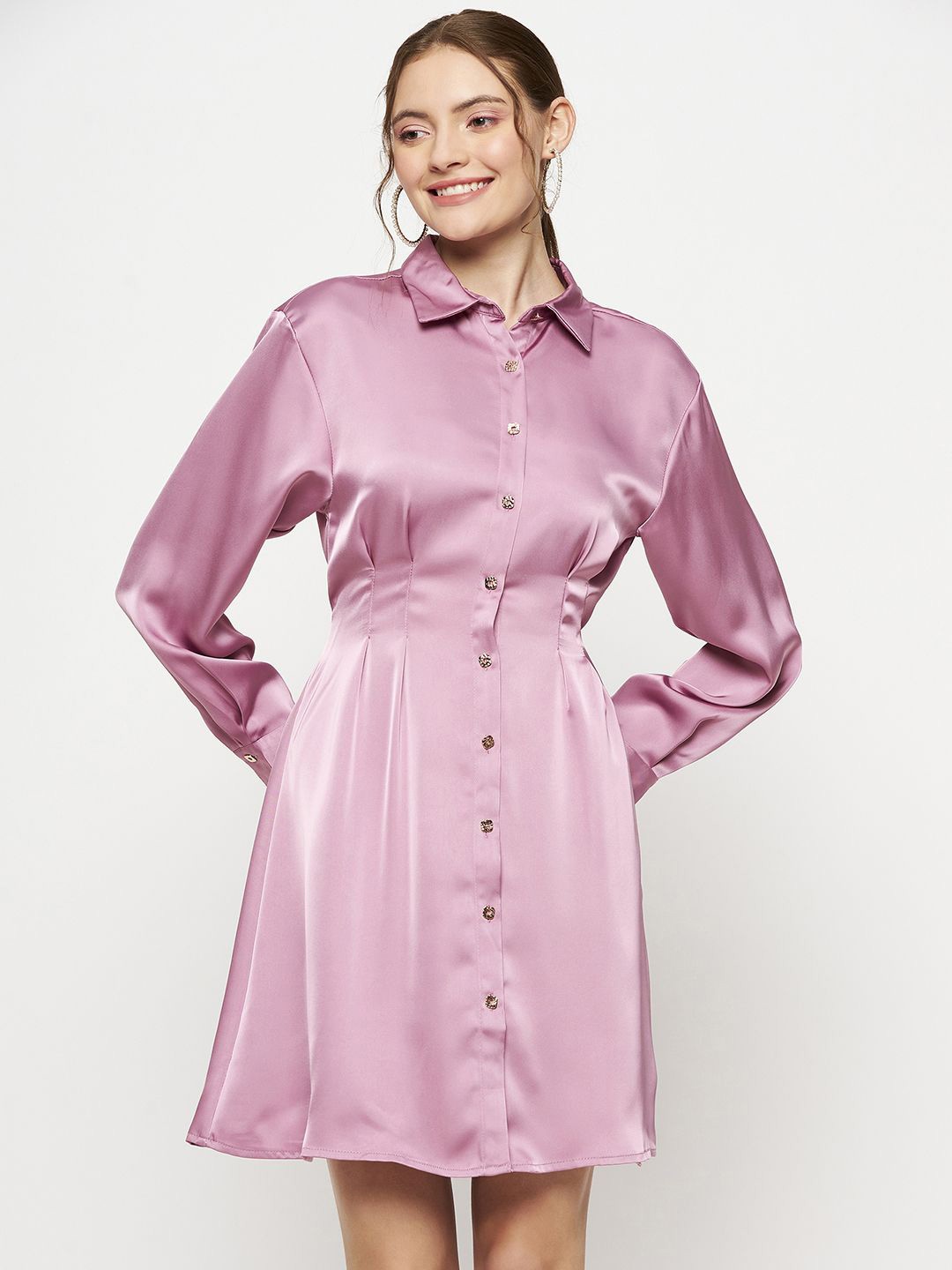 

Madame Women Shirt Dress, Pink