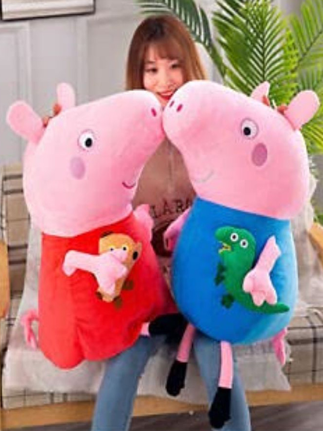 

BESTIES Brother Pig and Sister Pig Soft Toys Combo - Height 22 cm, Pink