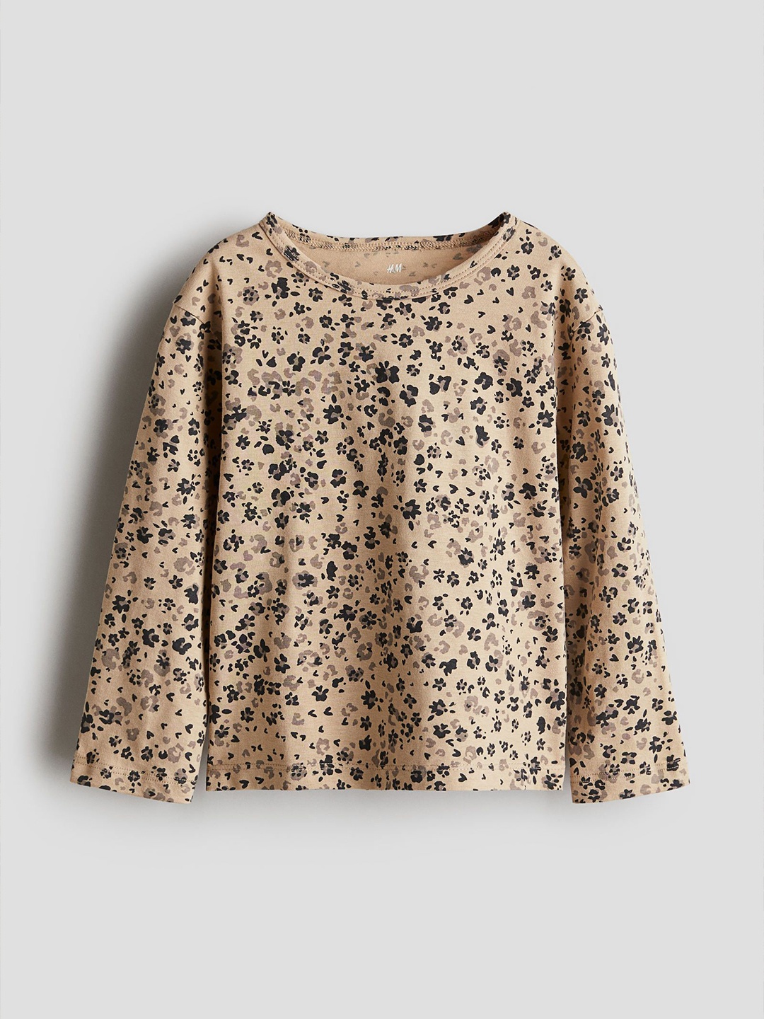 

H&M Printed Cotton Top, Beige
