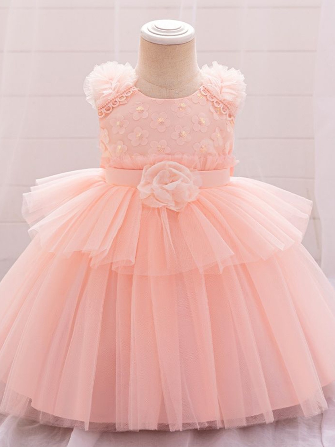 

LULU & SKY Girls Empire Dress, Peach