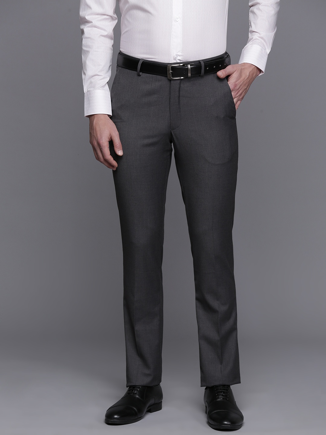 

Louis Philippe Men Slim Fit Formal Trousers, Grey