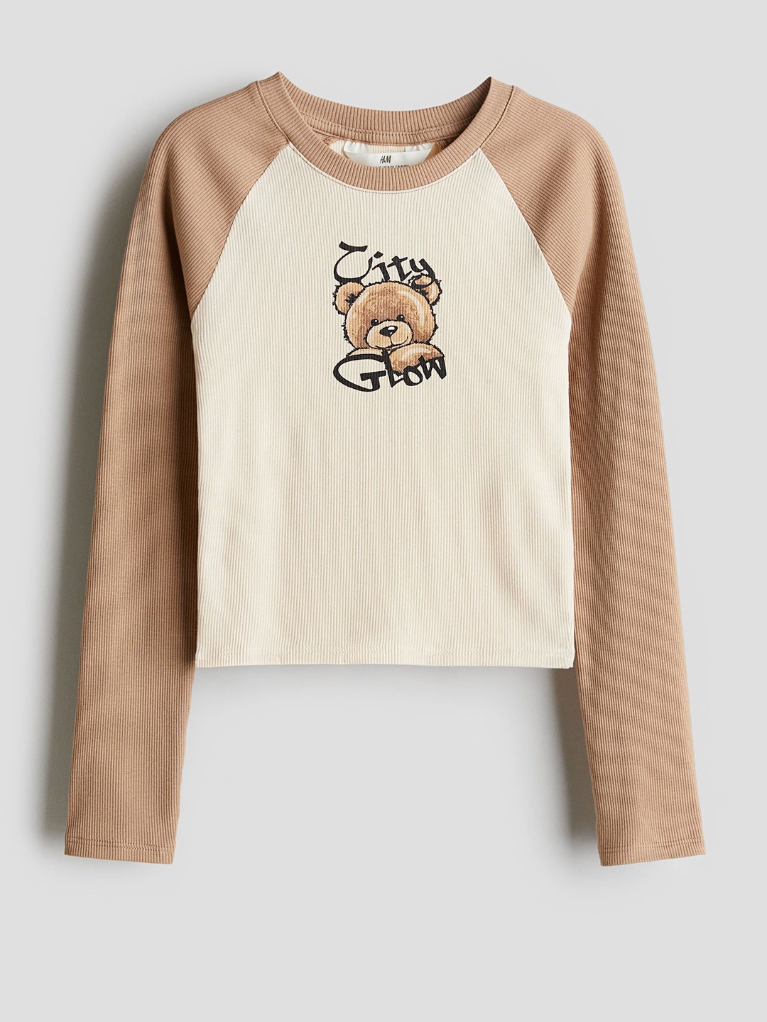 

H&M Ribbed Cotton Top, Beige