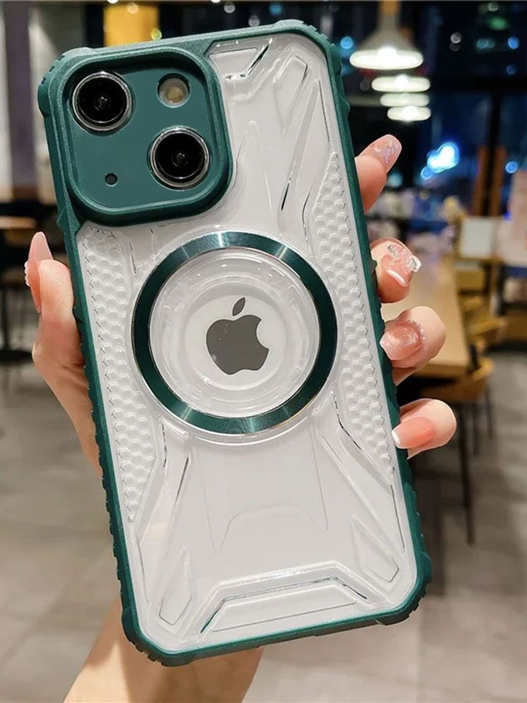

Luxury Kase LK108 Soft Silicone Backplane Wireless Charging Mag-Safe iPhone 15 Back Case, Green