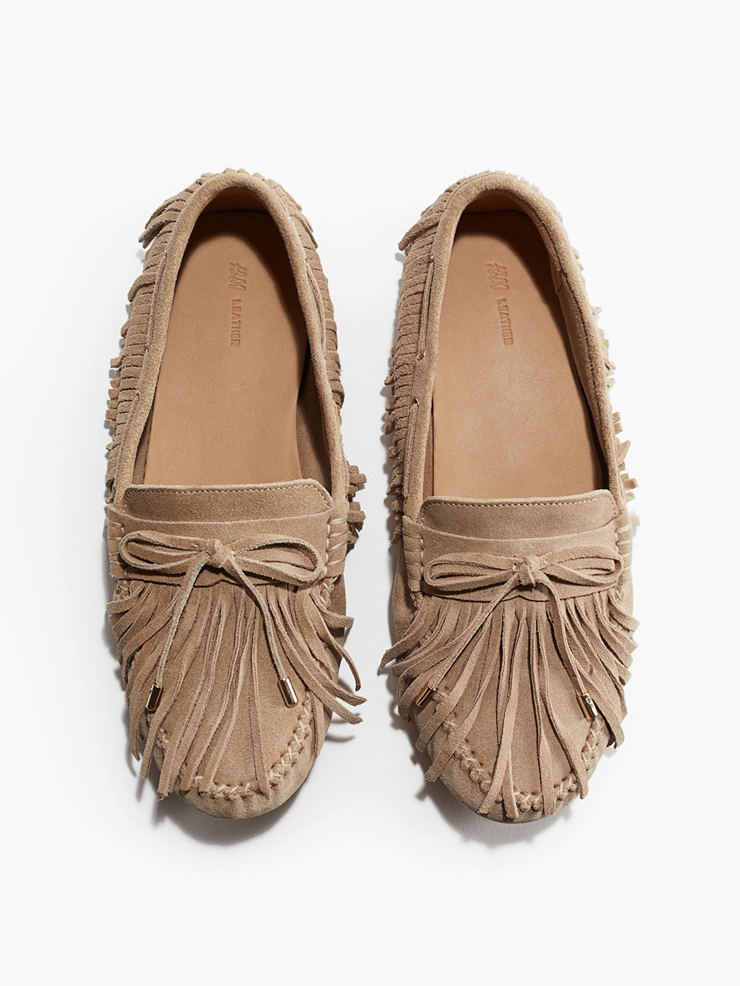 

H&M Fringe Suede Loafers, Beige