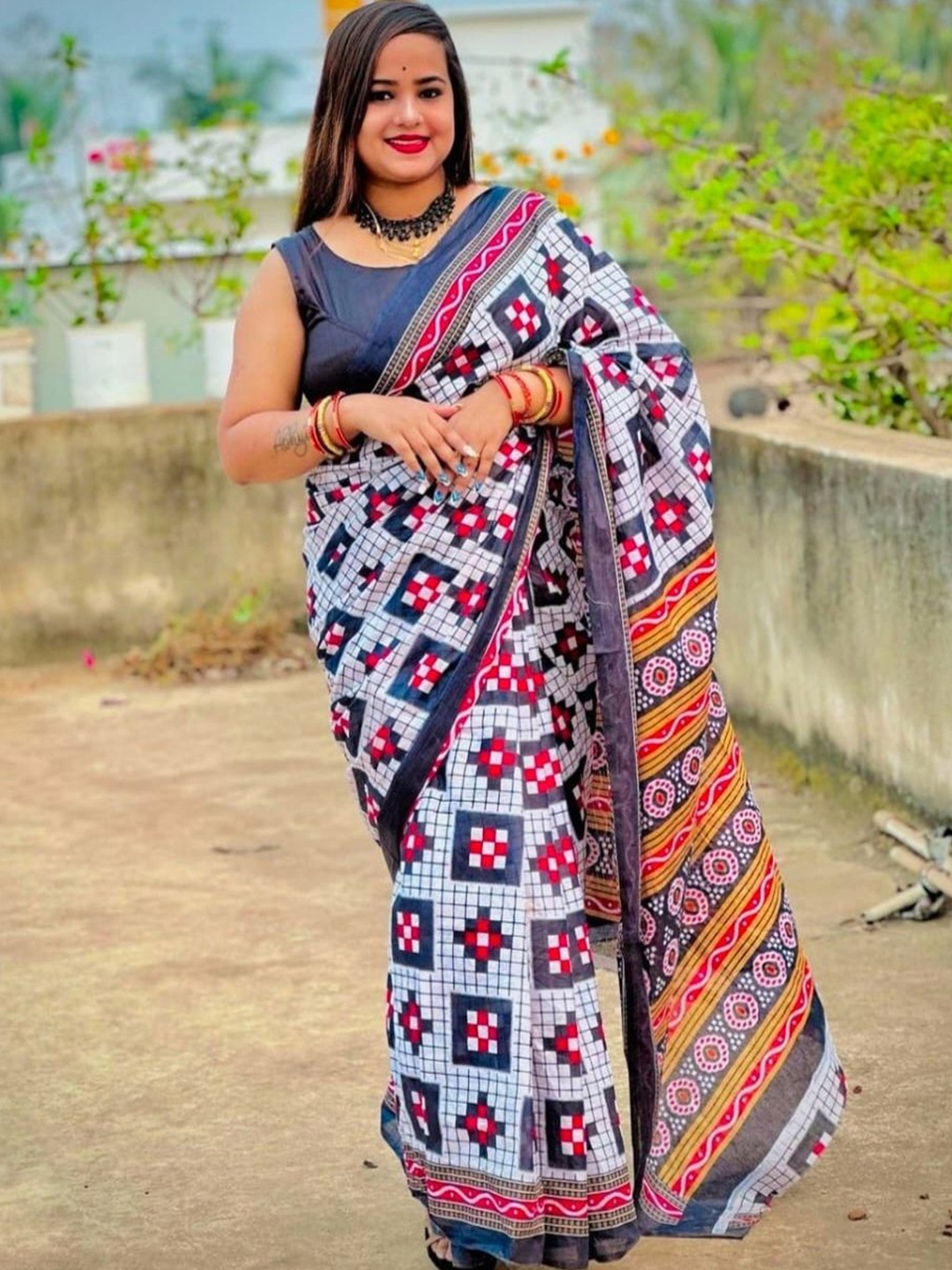 

pasapalli Pure Cotton Sambalpuri Saree, White