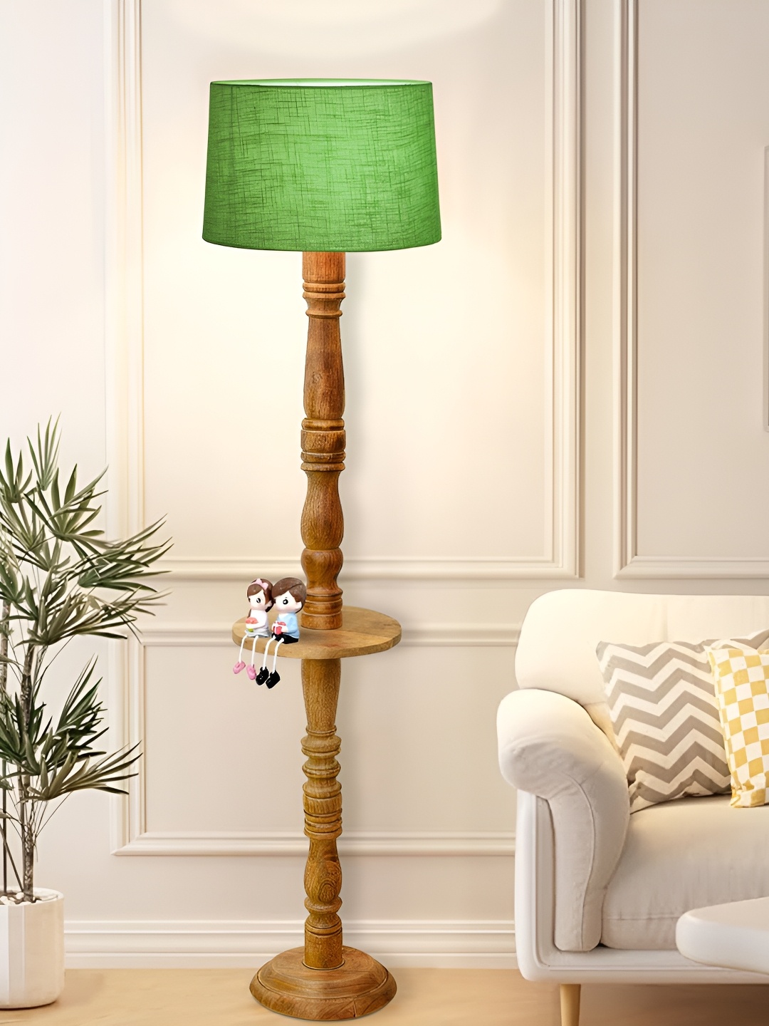 

Homesake Green & Brown Textured Wood FloorLamp