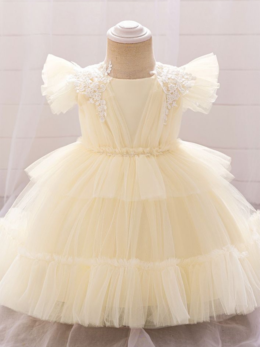 

LULU & SKY Flutter Sleeve A-Line Dress, Yellow