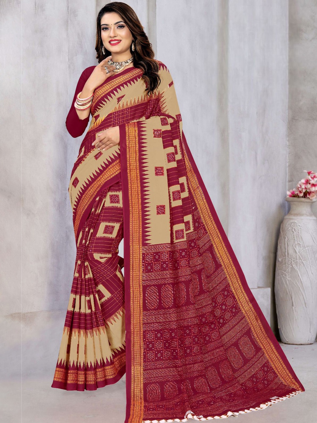 

pasapalli Pure Cotton Sambalpuri Saree, Brown