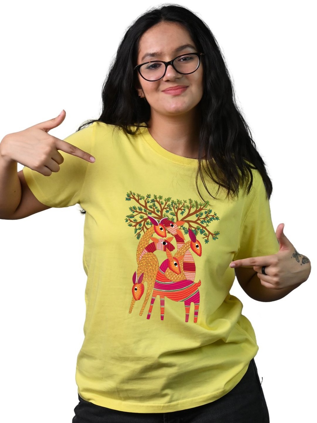 

Tedhi Medhi Family Women Graphic Printed Round Neck Cotton T-shirt, Yellow