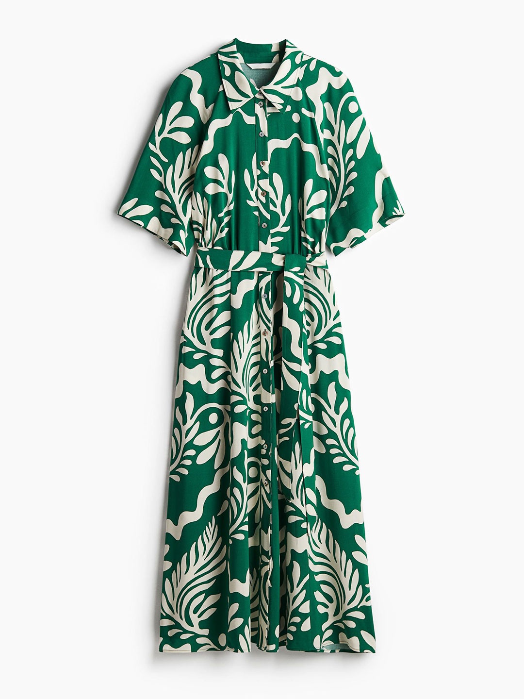 

H&M Tie-Belt Shirt Dress, Green