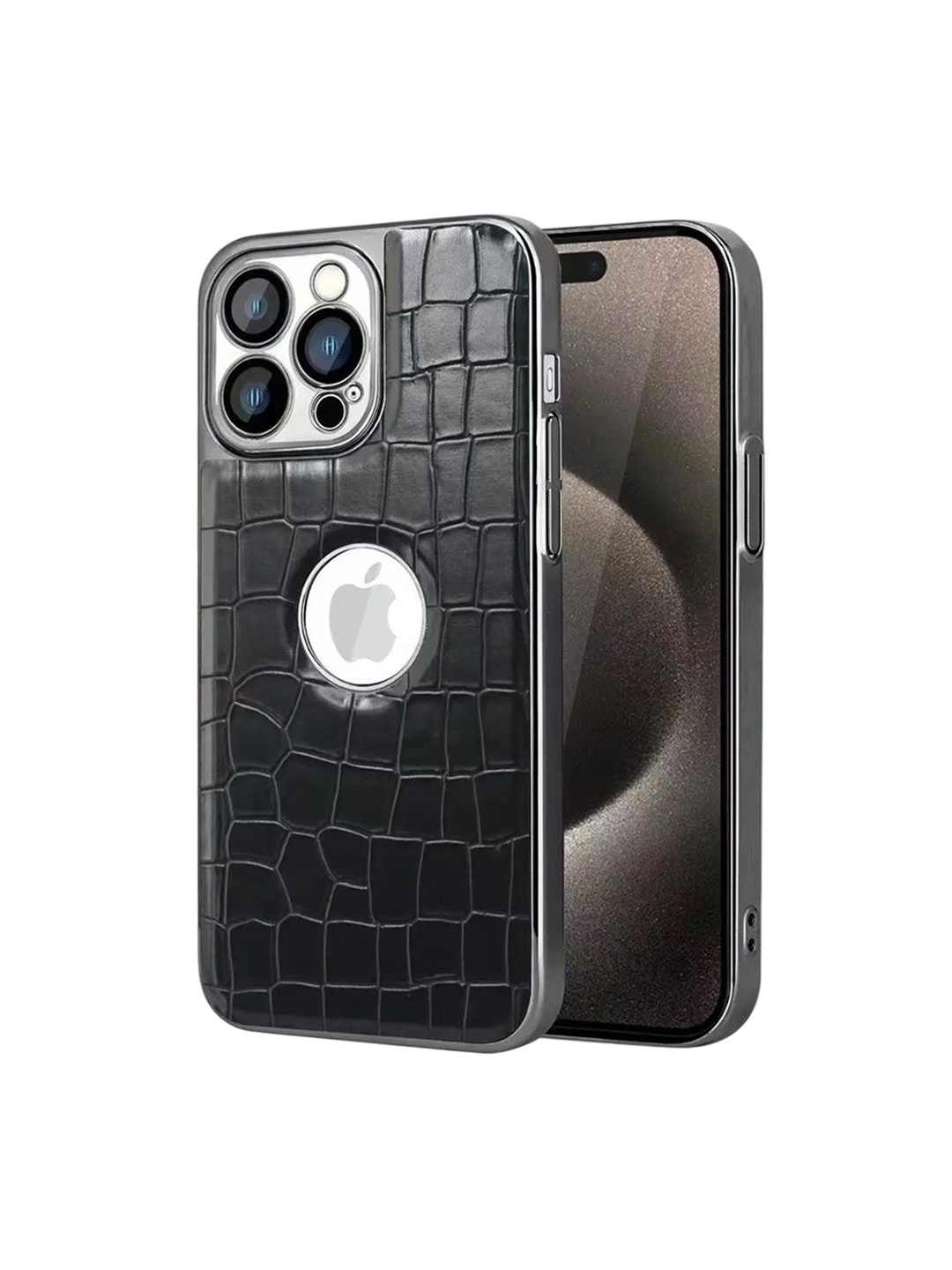 

Luxury Kase LK104 Artificial Leather Camera Lens Protective iPhone 12 Pro Max Back Case, Black