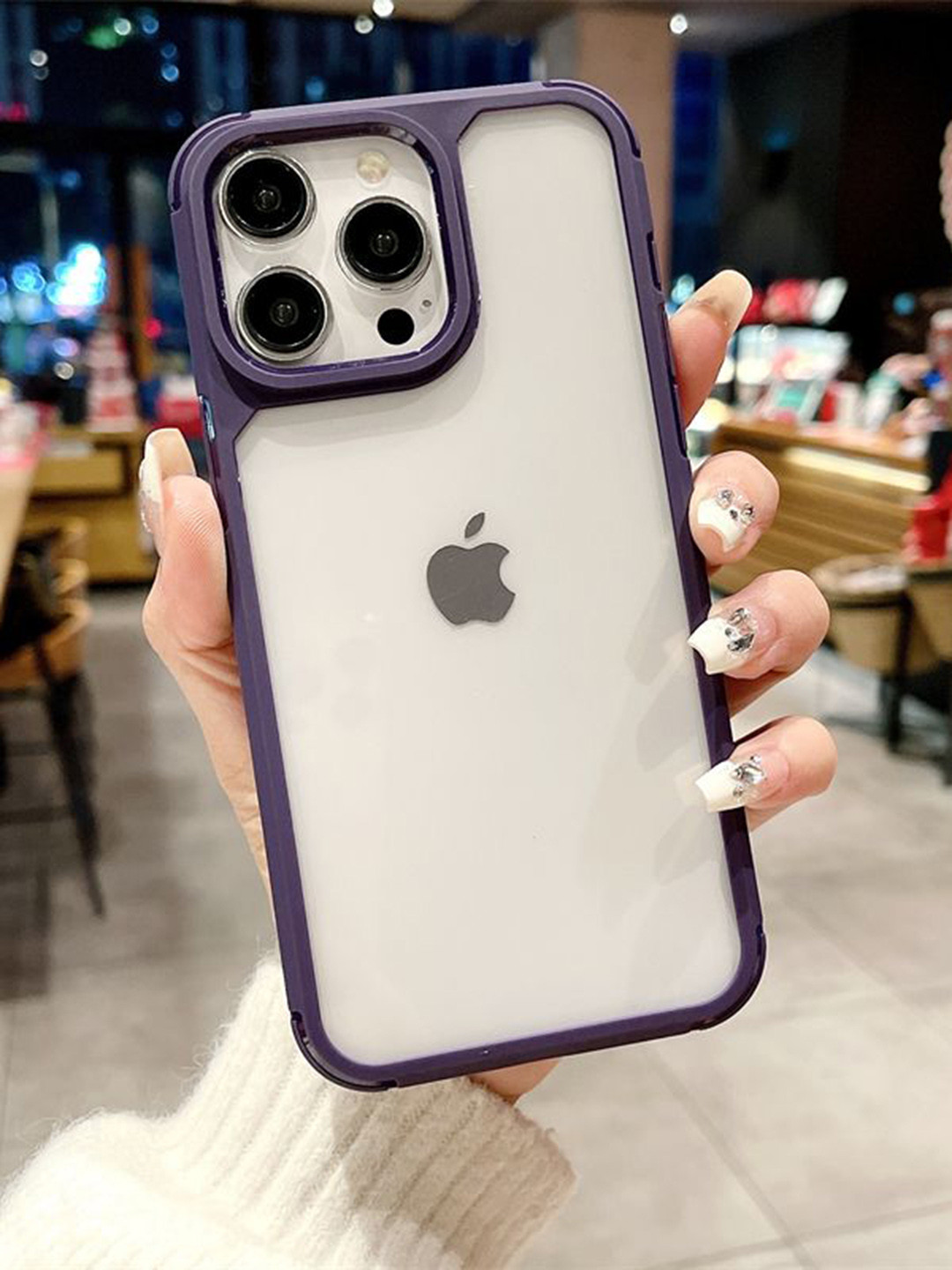 

Luxury Kase LK112 Acrylic Clear Hard Bumper iPhone 14 Pro Max Back Case, Purple