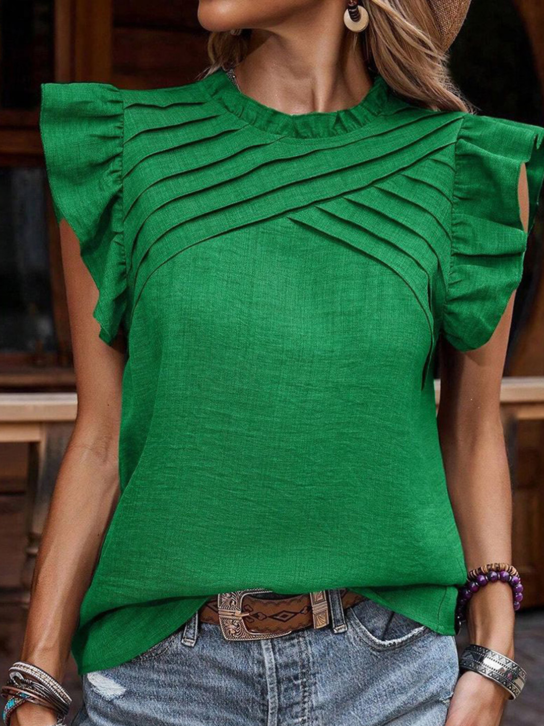 

StyleCast x Revolte Peplum Top, Green