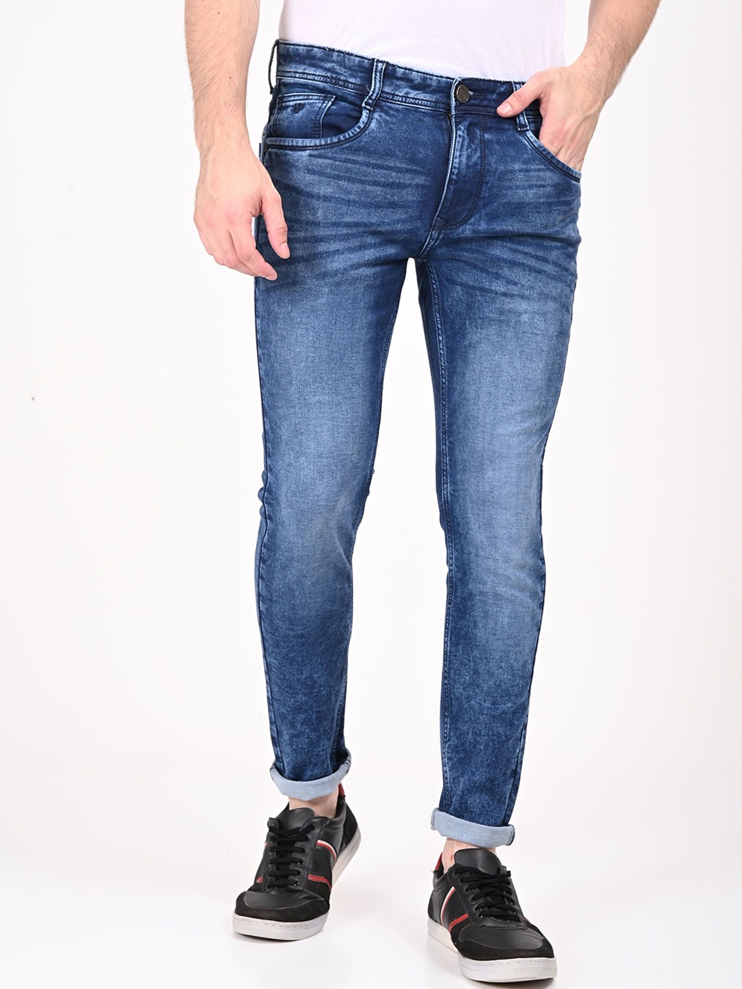 

URBAN POCHE Men Slim Fit Heavy Fade Stretchable Jeans, Blue