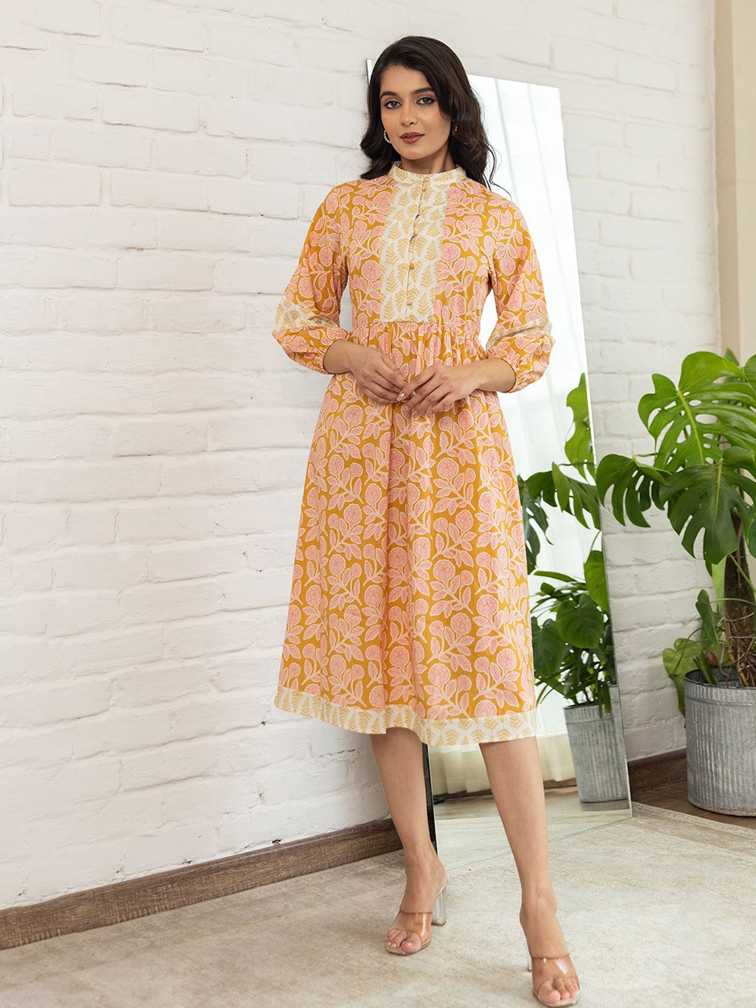 

Polago Clothing Floral Print A-Line Dress, Multi