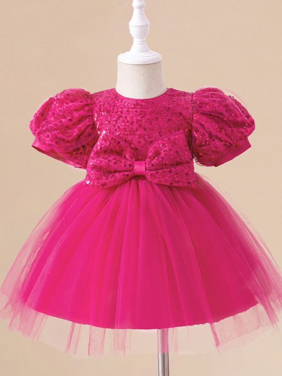 

LULU & SKY Flutter Sleeve Fit & Flare Dress, Pink
