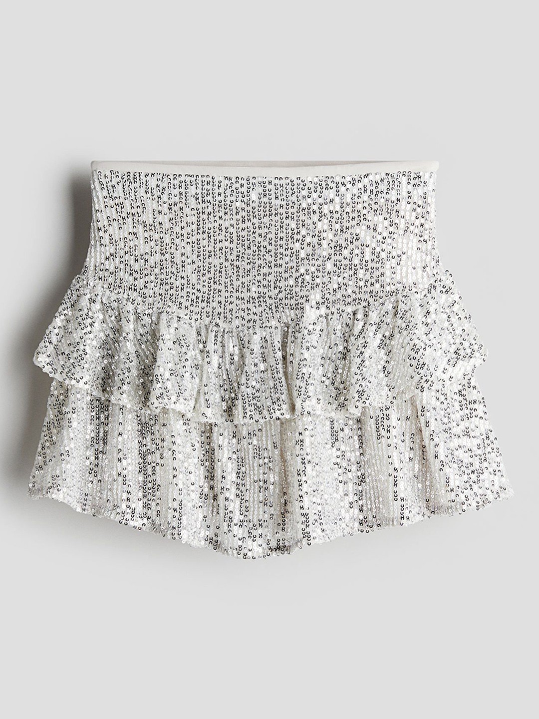 

H&M Girls Tiered Sequin Skirt, White
