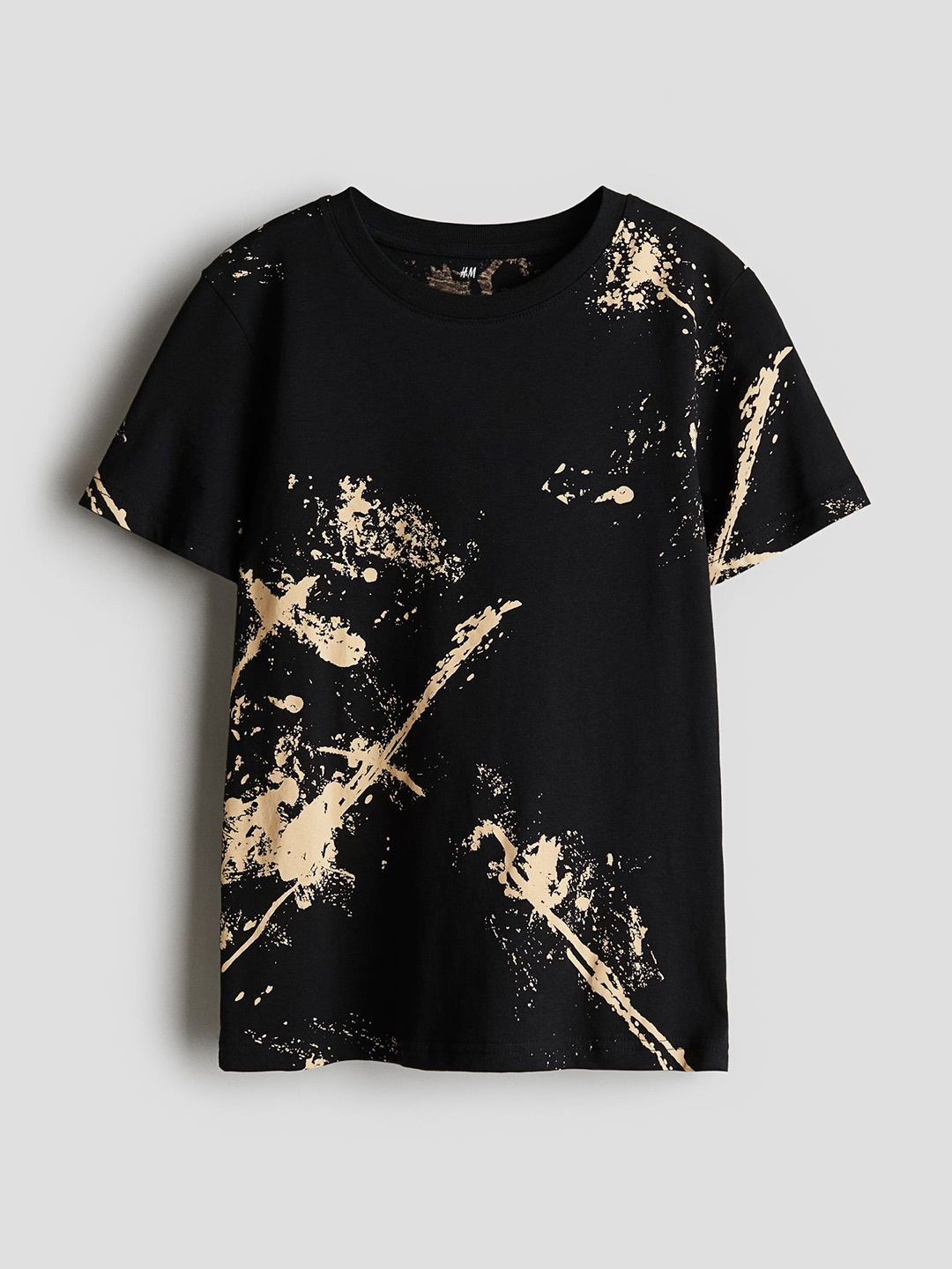 

H&M Printed Cotton T-shirt, Black