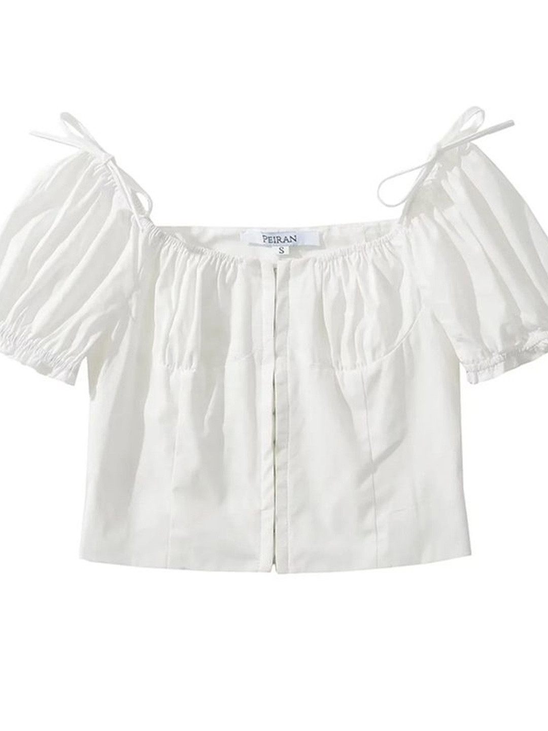 

LULU & SKY Puff Sleeve Crop Top, White