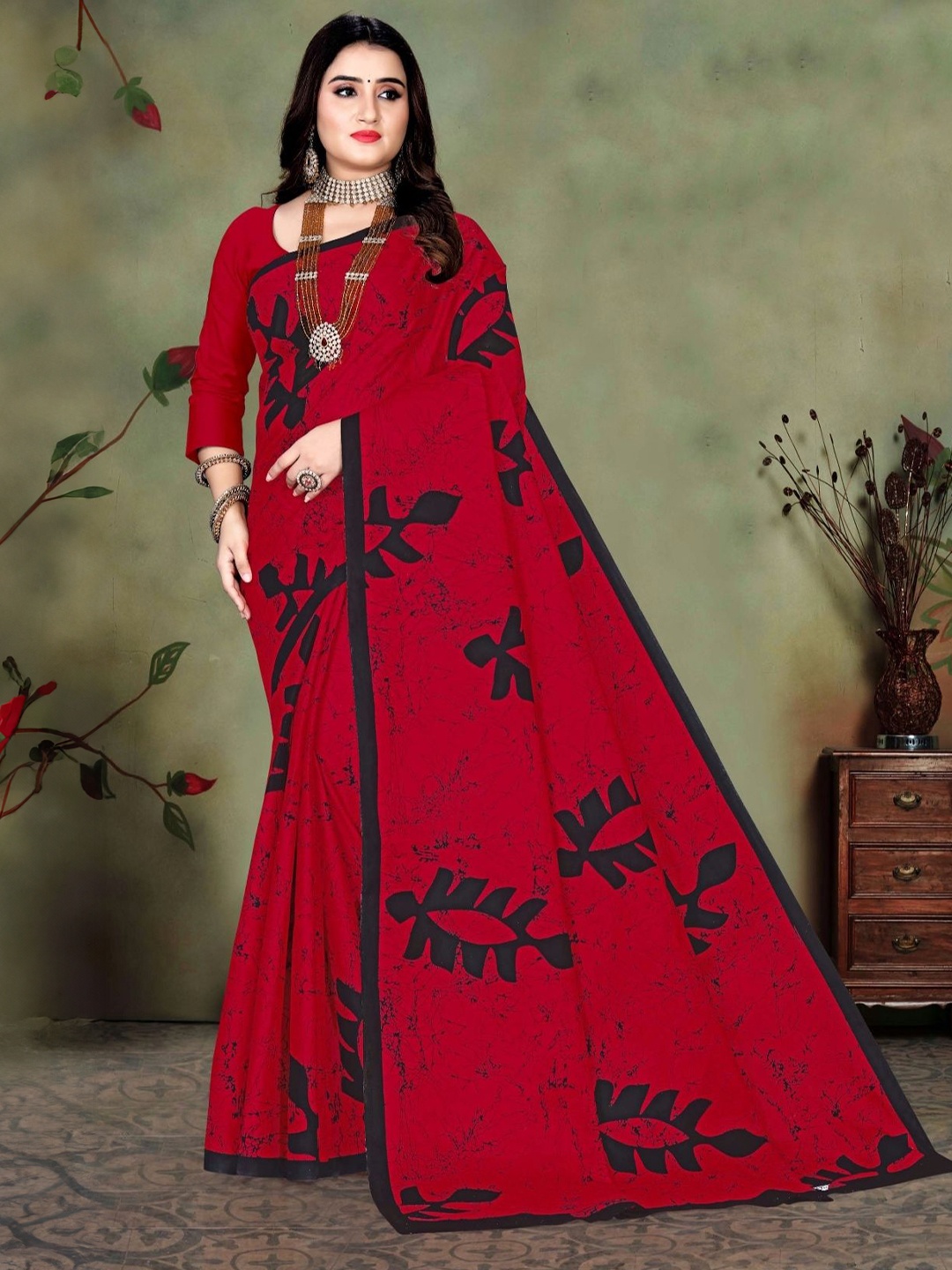

pasapalli Pure Cotton Sambalpuri Saree, Red