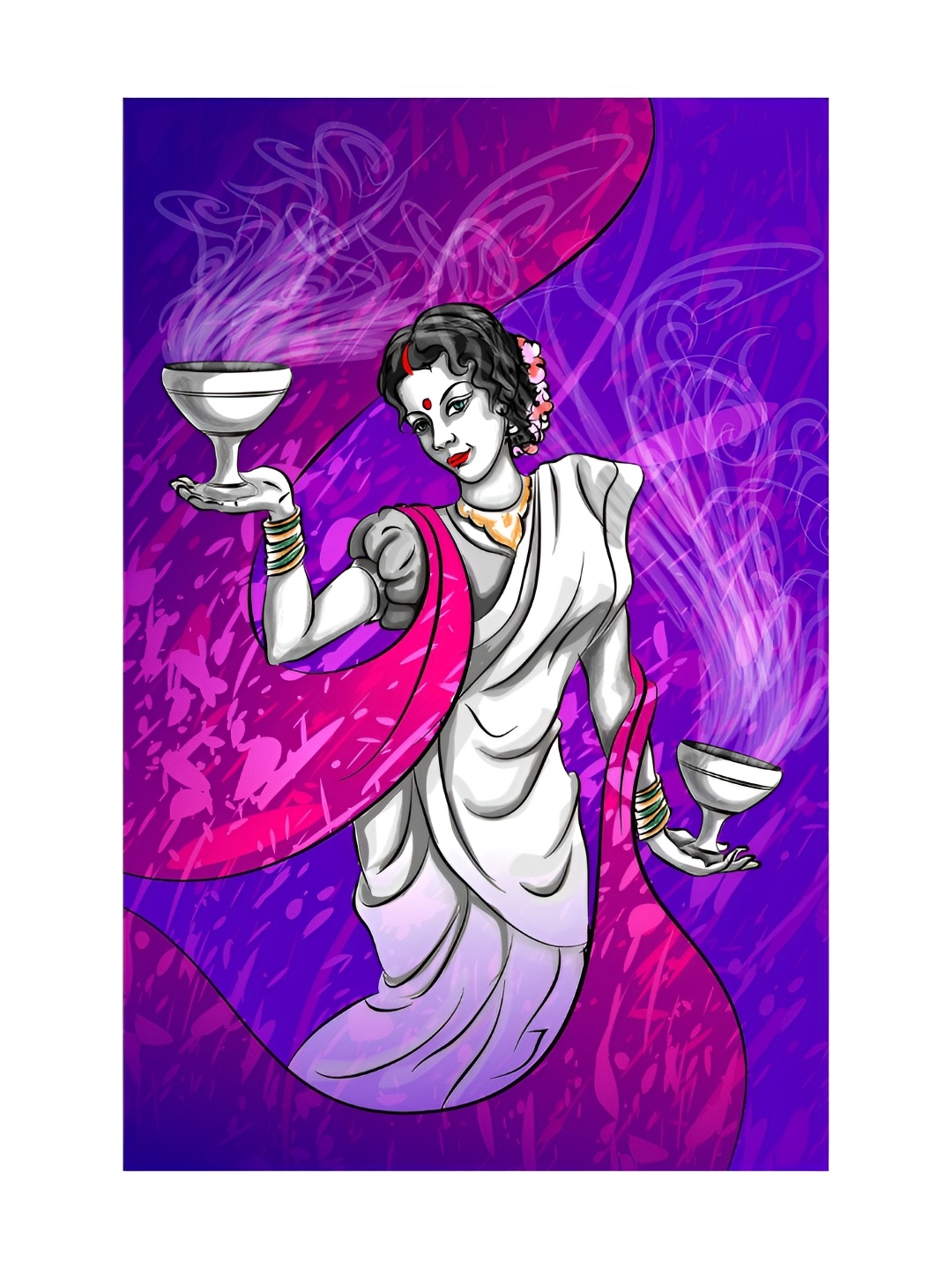 

Inephos Purple And White Printed Canvas Wall Art