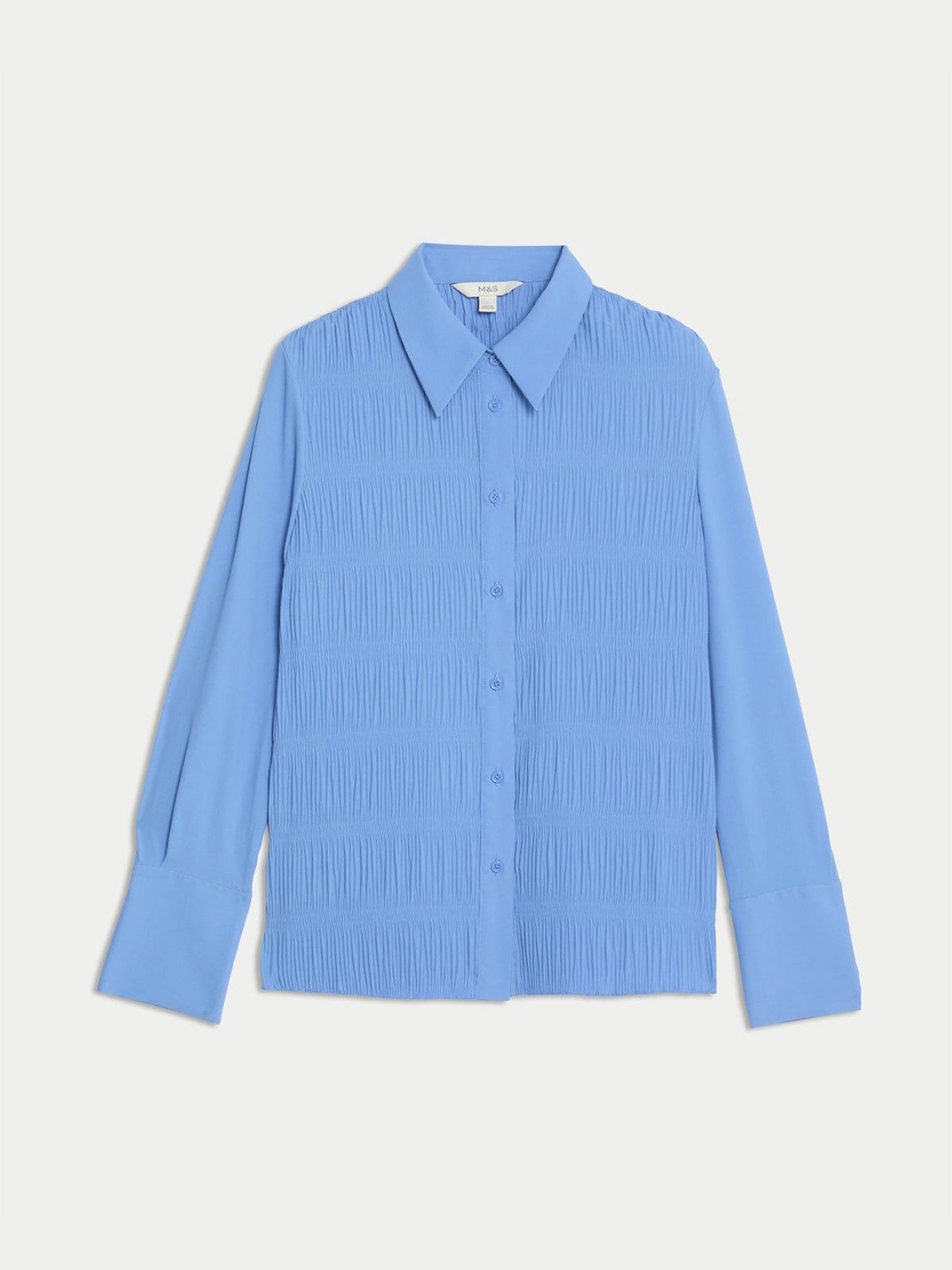 

Marks & Spencer Women Spread Collar Textured Casual Shirt, Blue