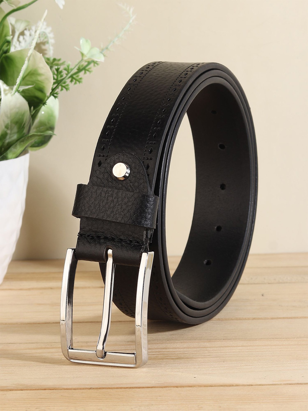 

Provogue Men Textured Leather Formal Belt, Black