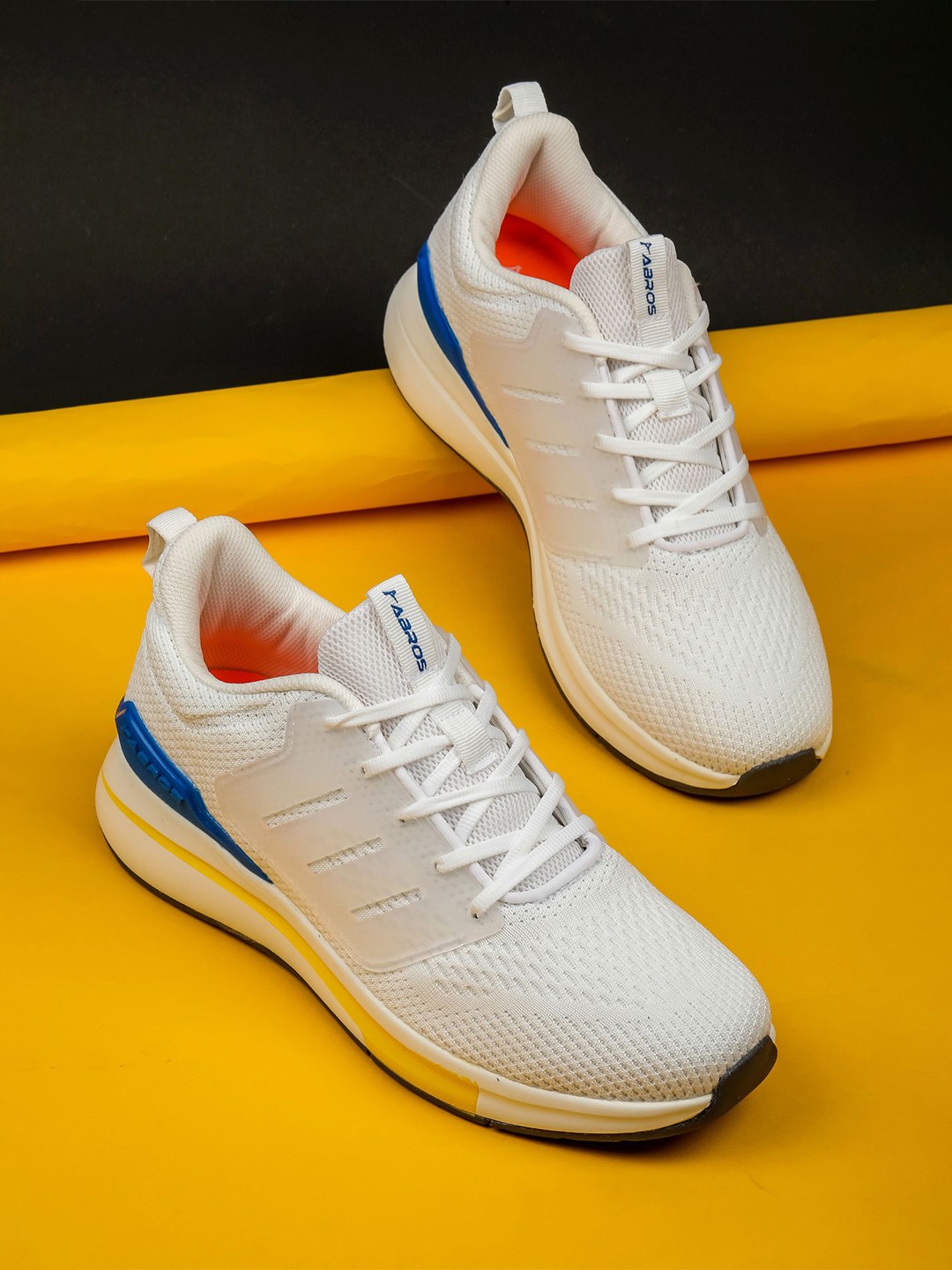 

ABROS Men Mesh Lace-Ups Running Shoes, White