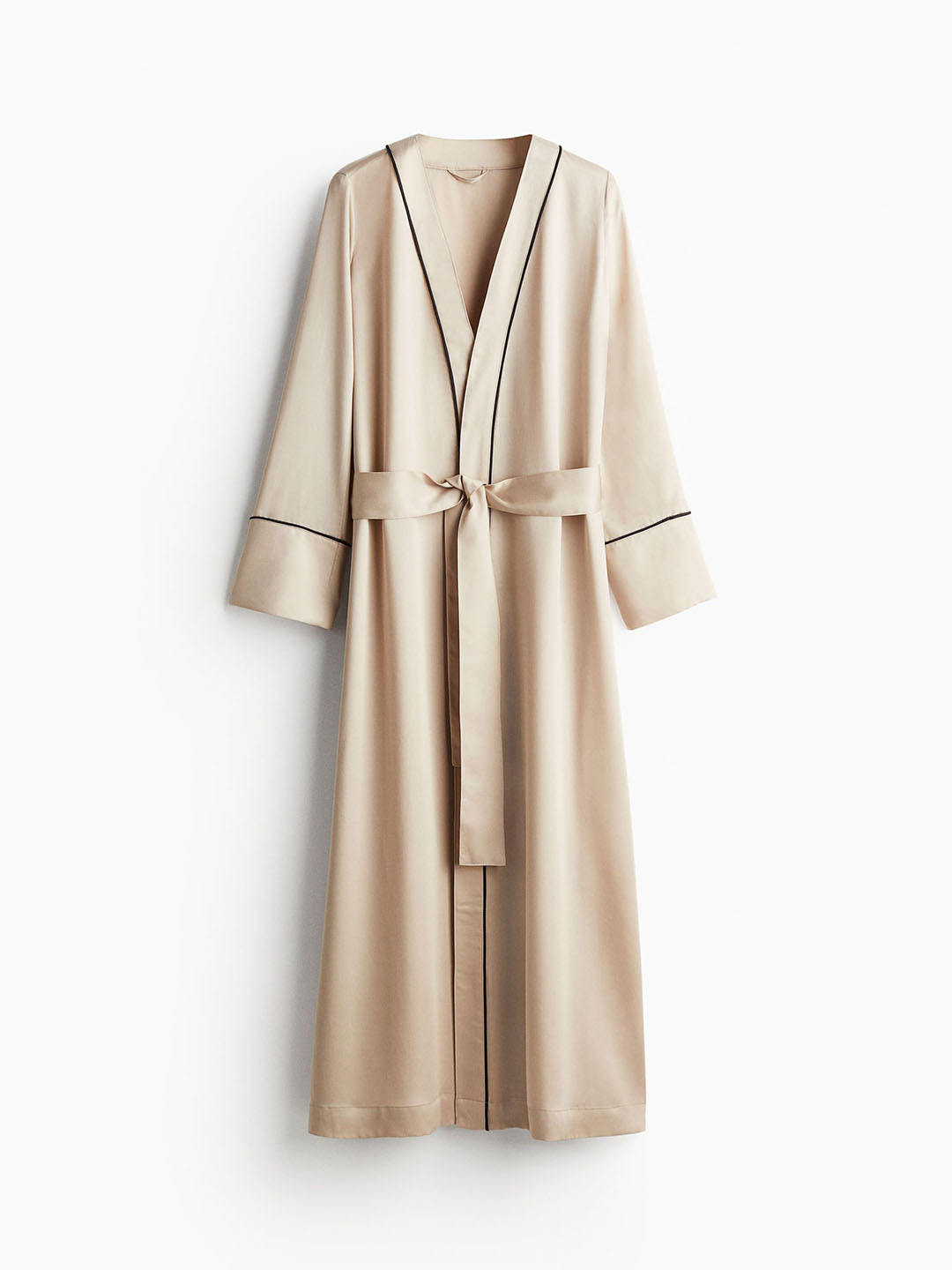 

H&M Satin Dressing Gown, Beige