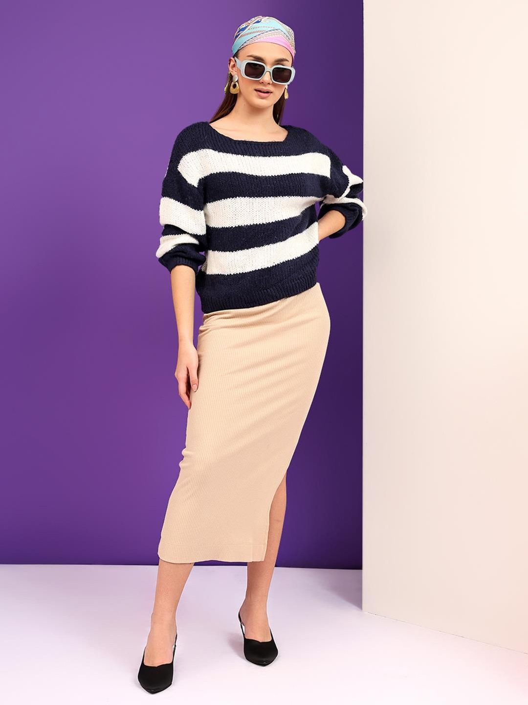 

Kotty Women Striped Pullover, Black