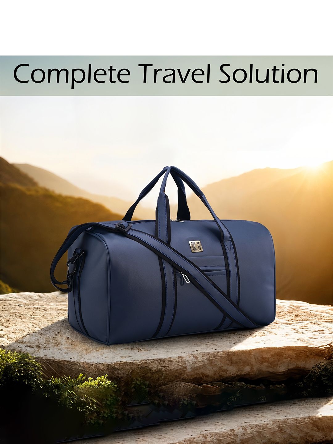 

Kuber Industries Unisex Medium Reversible Leather Travel Duffel Bags, Navy blue