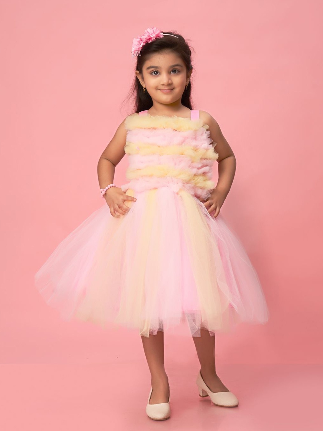 

YK Girls Fit & Flare Dress, Pink