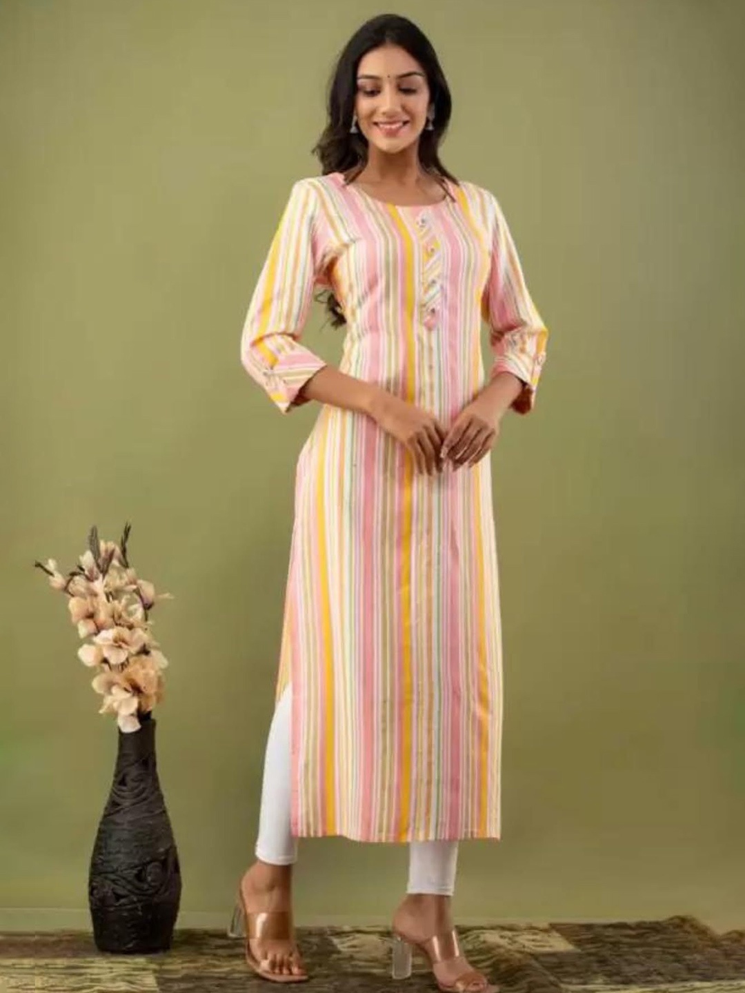 

13-Star Striped A-Line Maxi Dress, Pink