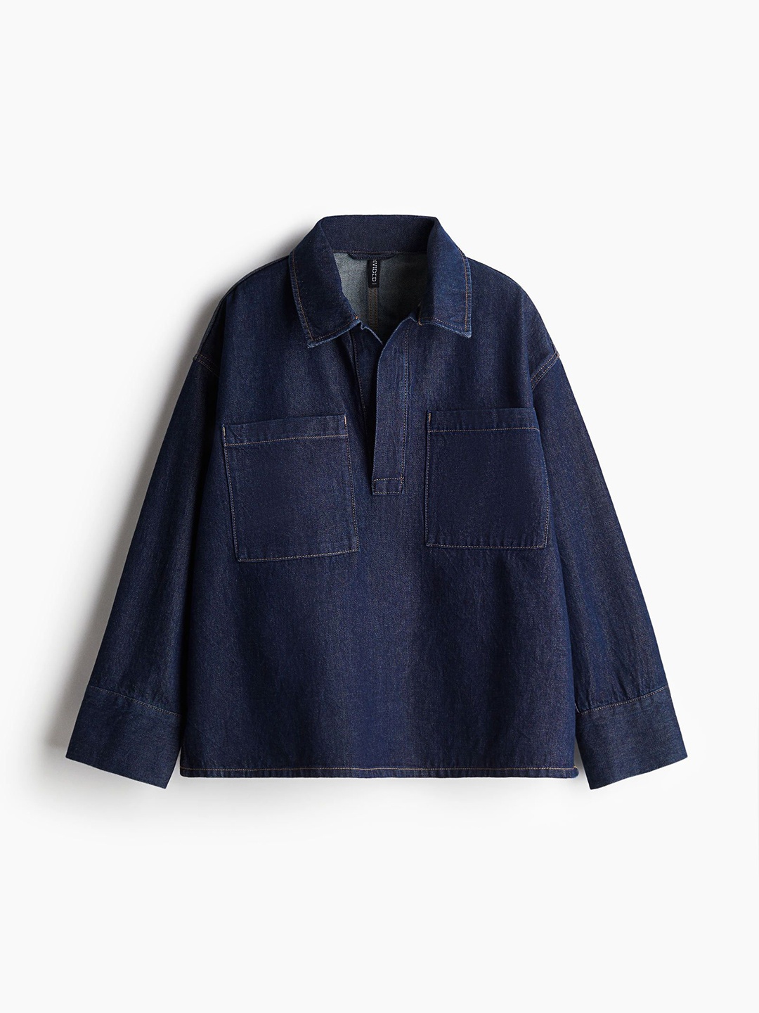 

H&M Oversized Popover Denim Shirt, Blue