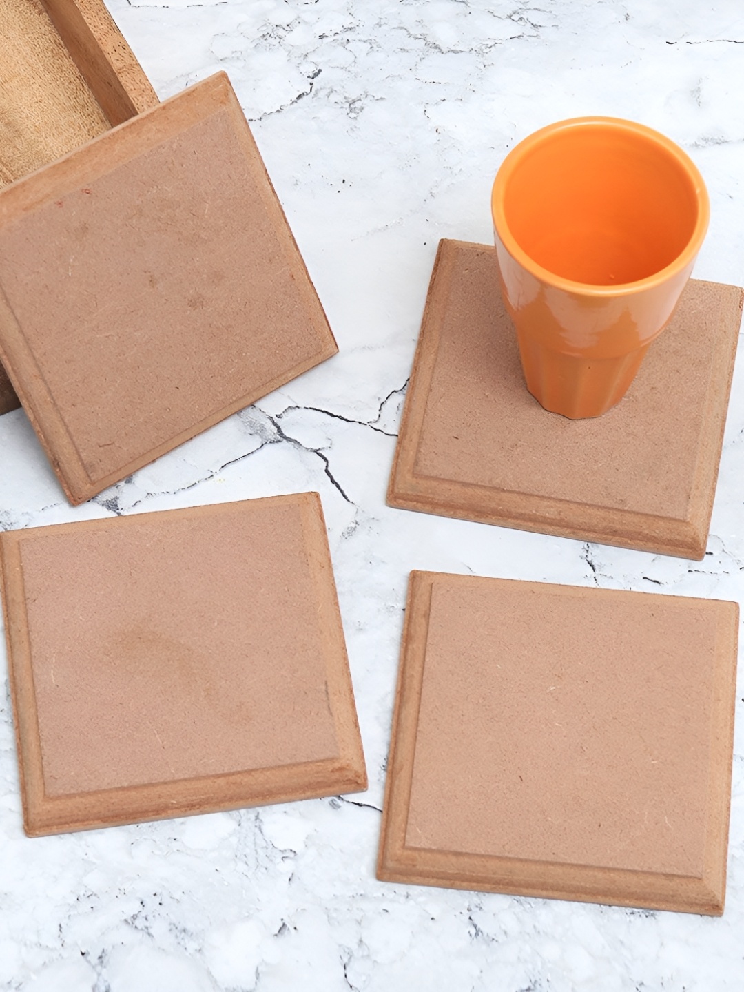 

Indianshelf Brown 4 Pieces Wooden Dining Table Coasters