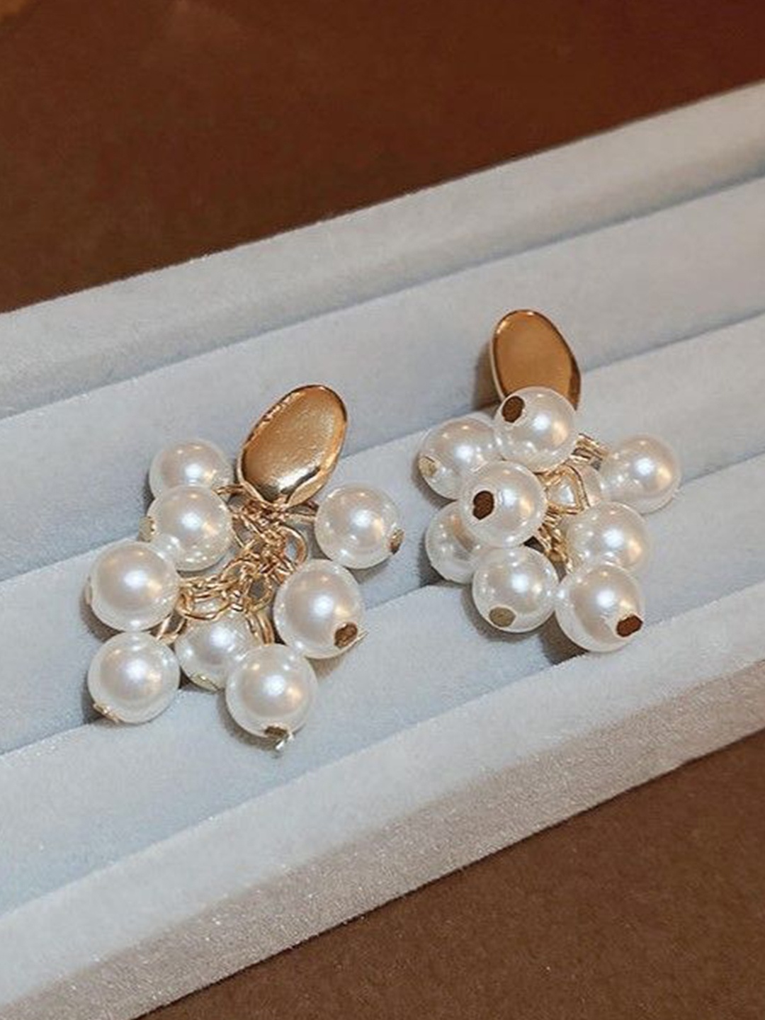 

ISHKAARA Gold-Plated Grape Design Pearl Drop Earrings