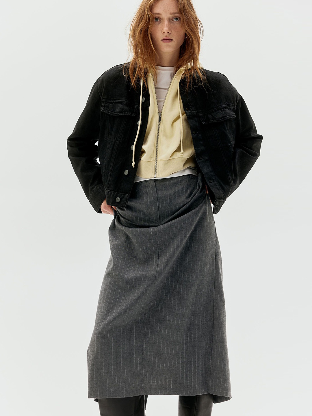 

H&M Twill Pencil Skirt, Grey