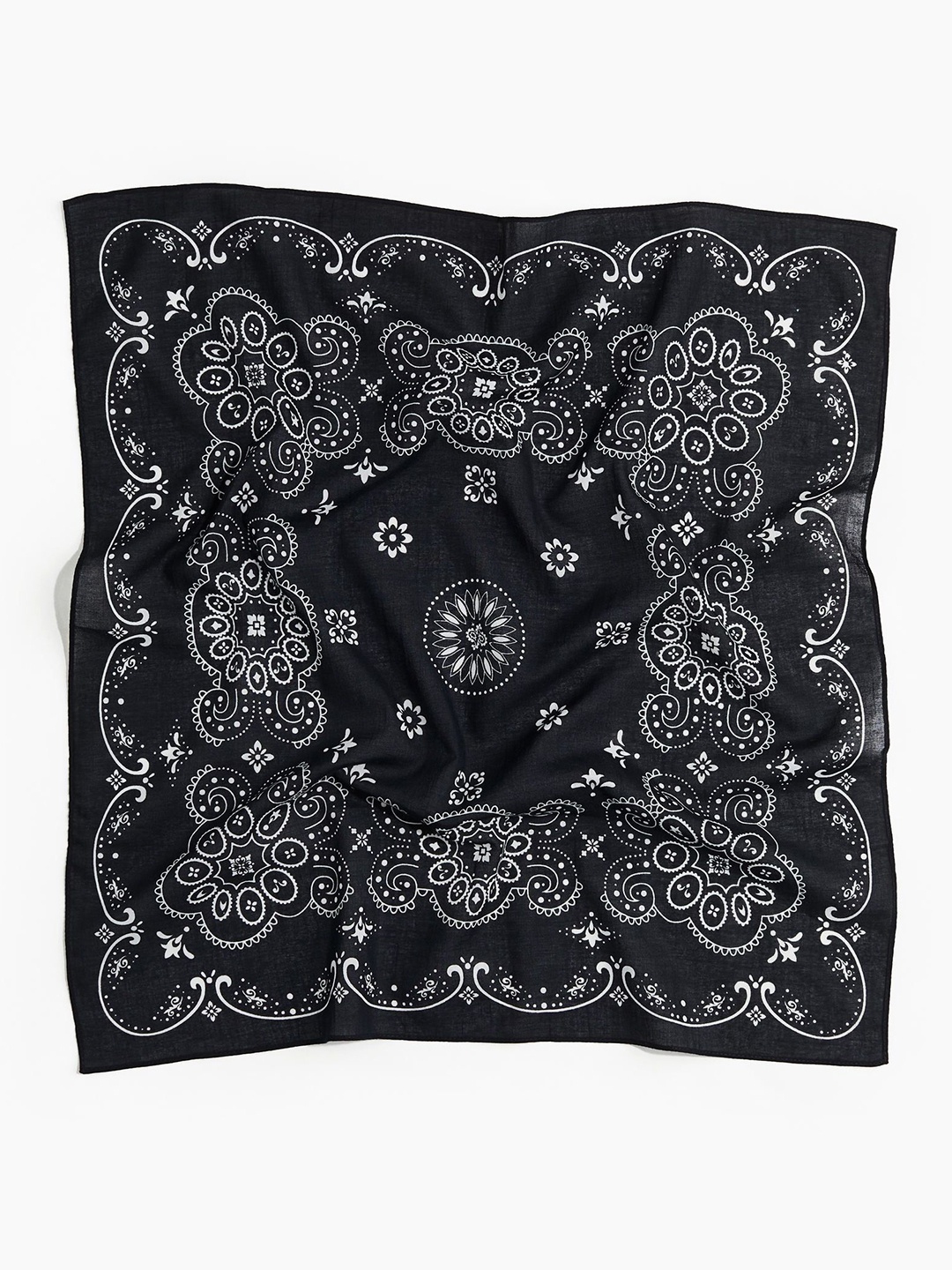 

H&M Patterned Cotton Scarf, Black