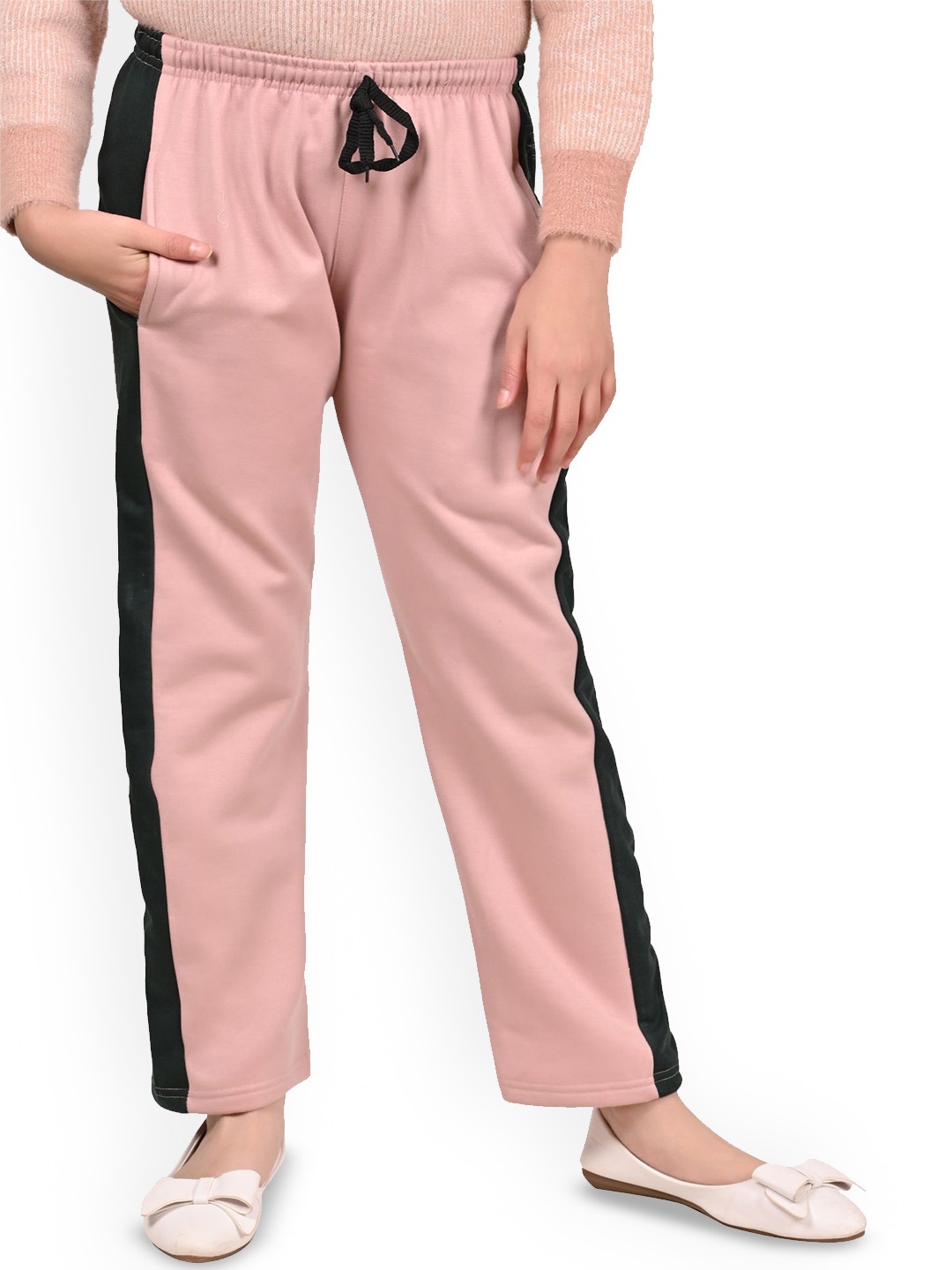 

BAESD Girls Colourblocked Mid-Rise Track Pants, Pink