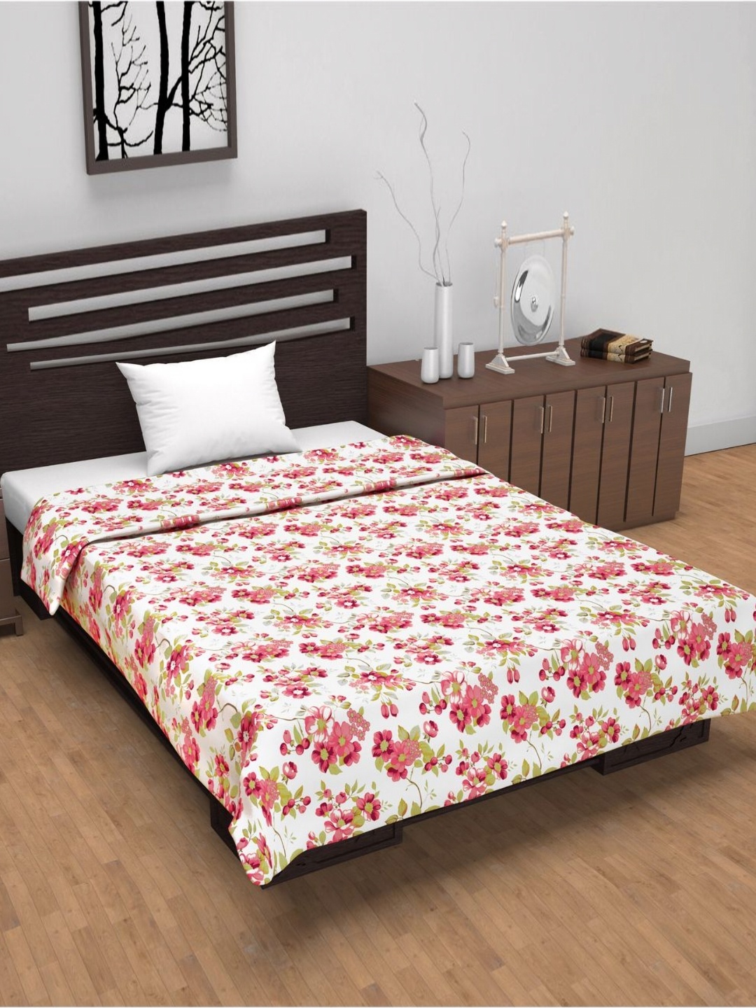 

Divine Casa Peach-Coloured Floral AC Room 120 GSM Single Bed Dohar